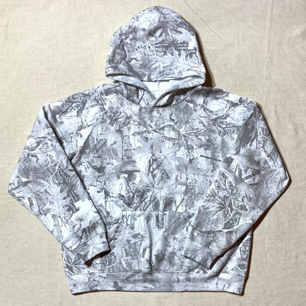 White Snow Camo Oversized Pullover Hoodie
